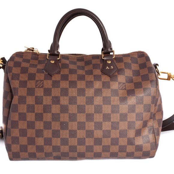 Authentic LOUIS VUITTON Damier Ebene Canvas Speedy 30 Bandouliere Handbag - Picture 2 of 12
